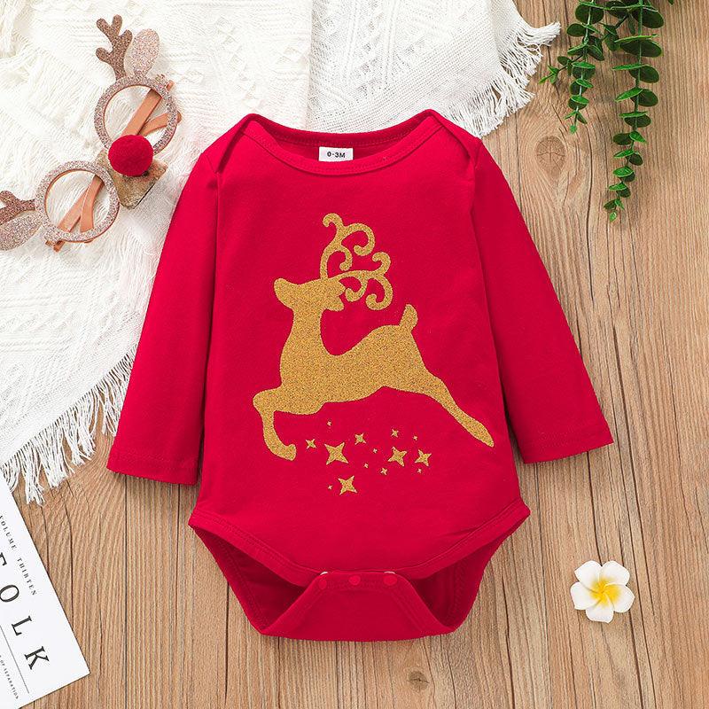 Baby Girls Christmas Long Sleeve Jumpsuit Mesh Skirt Set - PrettyKid