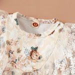 Toddler Girls Lace Neckline Floral Print Dress - PrettyKid