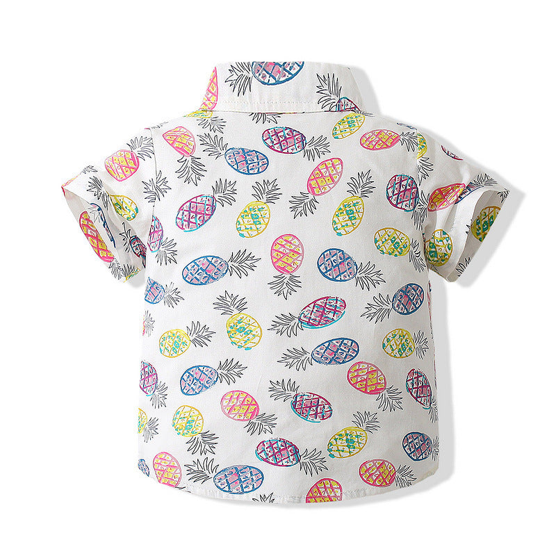 9M-4Y Toddler Boys Pineapple Print Lapel Shirt Wholesale Boys Boutique Clothing - PrettyKid