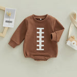 Baby Kids Long-sleeved T-shirt Round Neck Print Pullover Solid Color Bodysuit Jumpsuit - PrettyKid