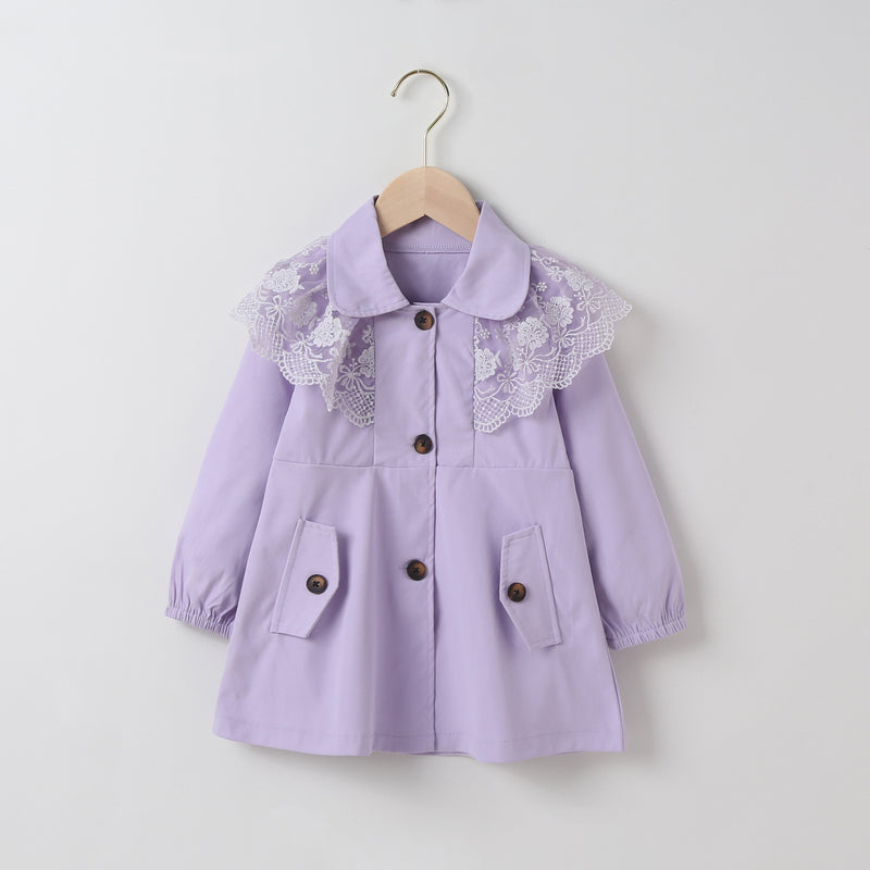 Toddler Kids Girls Solid Color Mesh Patchwork Ruffle Jacket - PrettyKid