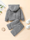 Toddler Kids Girls Grey Knitted Hoodie Long Sleeve Suit - PrettyKid