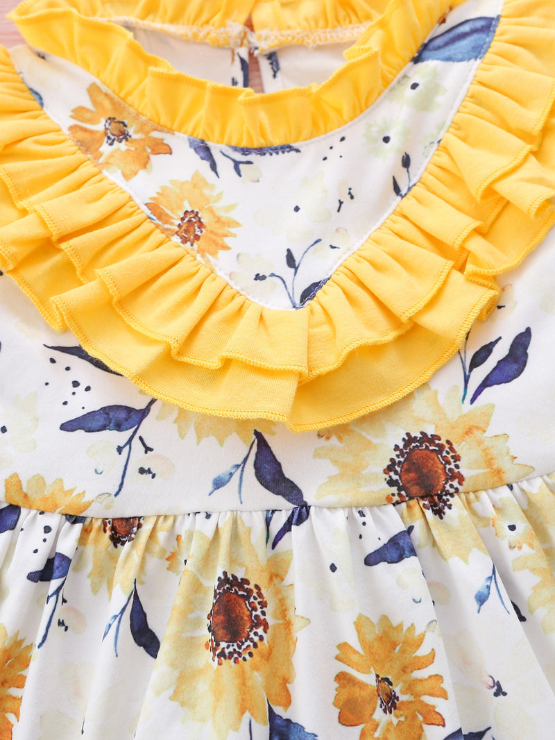 Toddler Girls' Long Sleeve Skirt Ruffle Flower Dress - PrettyKid