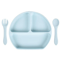 Baby Silicone Plate Fork Spoon Set - PrettyKid