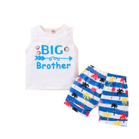 Toddler Kids Boys Summer Letter Vest Coconut Print Shorts Set - PrettyKid