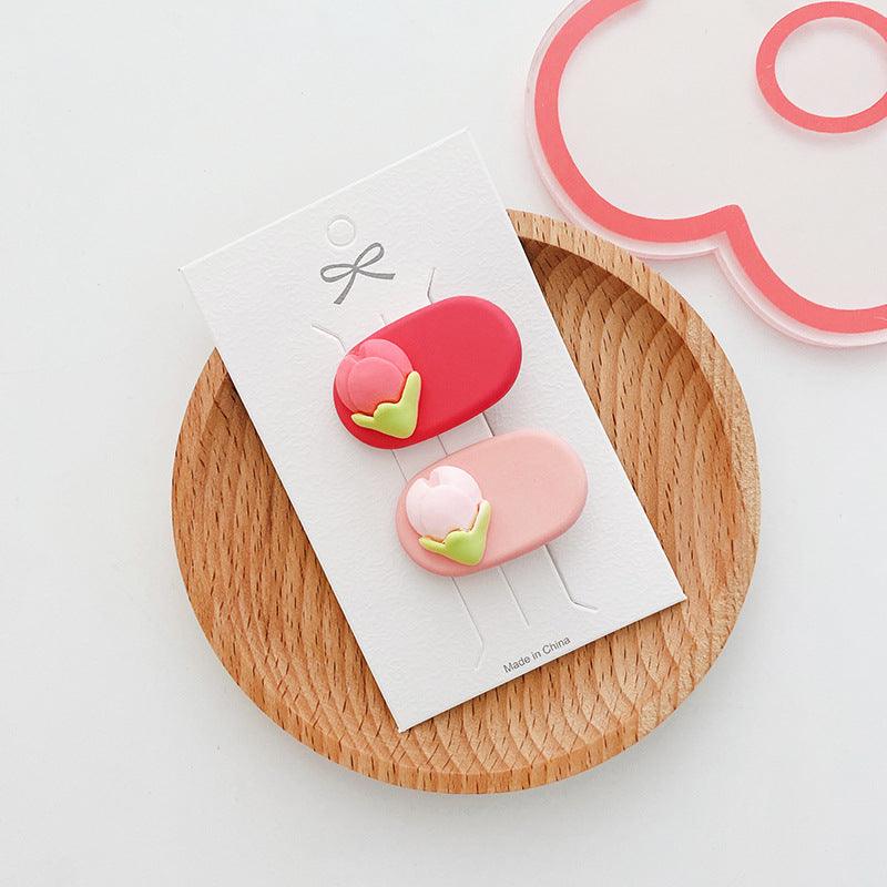 Sweet and Beautiful Girl's Pink Flower Hair Ring Lovely Fringe Hairpin Girls Hair Accessories