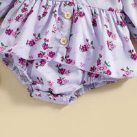 Baby Girls Purple Flower Print Triangle Jumpsuit Wholesale Baby Clothes - PrettyKid