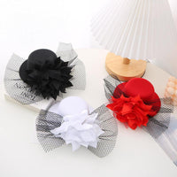 Girl 3D Flower Decor Mesh Formal Hat - PrettyKid