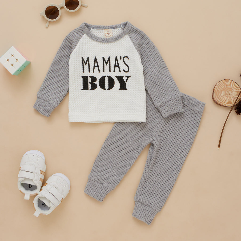 Toddler Boys Letter Pullover Long Sleeve Top Pants Set - PrettyKid