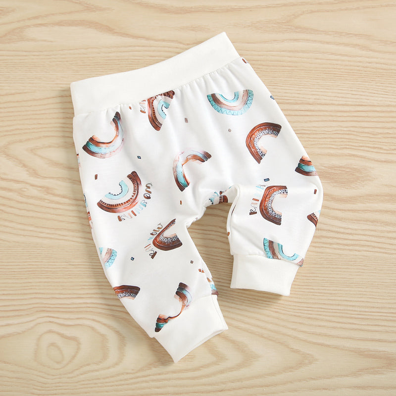 Toddler Boys Girls White Rainbow Print Long Sleeve Suit - PrettyKid