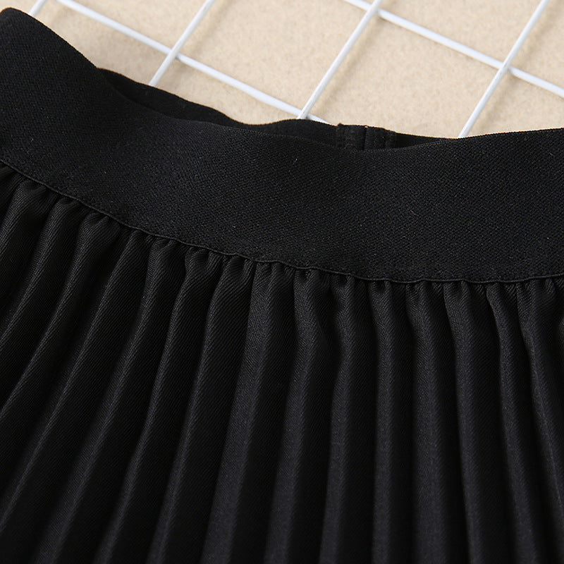 Toddler Kids Girls' Black Simple Pleated Skirt Skirt Skirt - PrettyKid