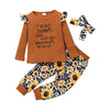 Toddler Kids Girls Solid Letter Long Sleeve Top Flower Print Pants Set - PrettyKid