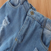 Toddler Kids Girls Solid Color Vest Denim Pants Set Children's Wholesale Clothing Vendors - PrettyKid