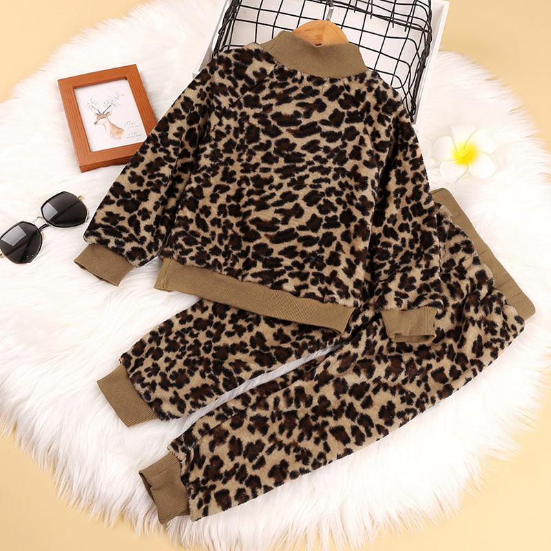 Toddler Kids Girls Leopard Long Sleeved Top Pants Set - PrettyKid