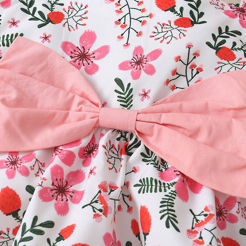 Toddler Kids Girls Pink Lovely Flower Print Top Solid Ruffle Set - PrettyKid
