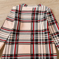 Autumn Children Girls Plaid Long Sleeve Dress with Belt - PrettyKid