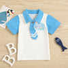 Toddler Boys Solid Polo Collar Cartoon Elephant Print Bow Tie Button Shirt Top - PrettyKid