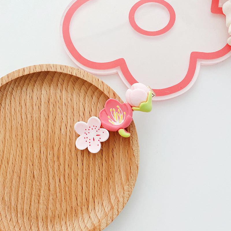 Sweet and Beautiful Girl's Pink Flower Hair Ring Lovely Fringe Hairpin Girls Hair Accessories