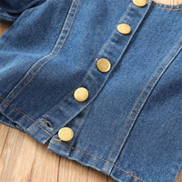 Summer Girls' Single Breasted Short Sleeve Denim Suit - PrettyKid