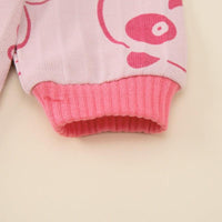 Baby Girls Pink Cartoon Panda Long Sleeved Foot Wrap Bodysuit Hat Two Piece Set - PrettyKid