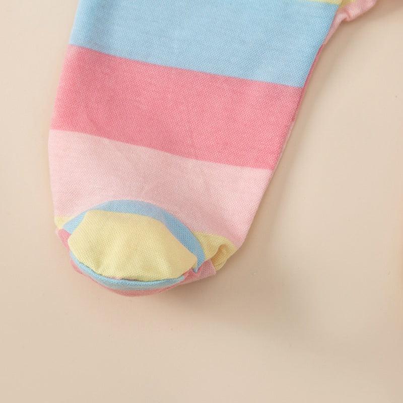 Rainbow Striped Wrap Leg Diagonal Baby Jumpsuit - PrettyKid