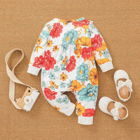 Baby Girls Flowers Printed Long Sleeve Jumpsuit - PrettyKid