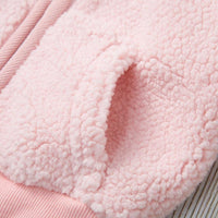 Toddler Girl Solid Lovely Pink Lamb Wool Zip Coat - PrettyKid