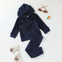 Toddler Kids Boys Solid Color Cute Hoodie Pants Set - PrettyKid