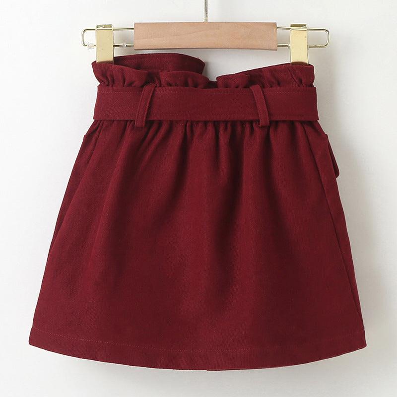 Toddler Kids Girls Solid Color Half Skirt Cotton with Waistband Short Skirt - PrettyKid