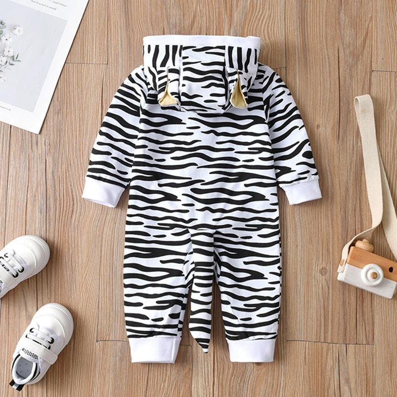 Baby Boys Girls Cartoon Tiger Shape Embroidered Cute Hooded Jumpsuit - PrettyKid