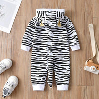 Baby Boys Girls Cartoon Tiger Shape Embroidered Cute Hooded Jumpsuit - PrettyKid