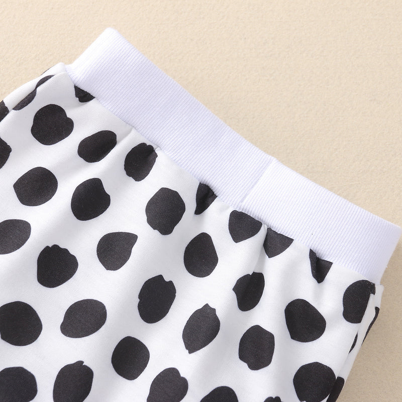 Toddler Kids Girl Dot Print Long Sleeve Round Neck Skirt Set - PrettyKid