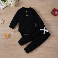 Baby Boys Girls Solid Stripe Stand Collar One-piece Long Sleeve Trousers Suit - PrettyKid