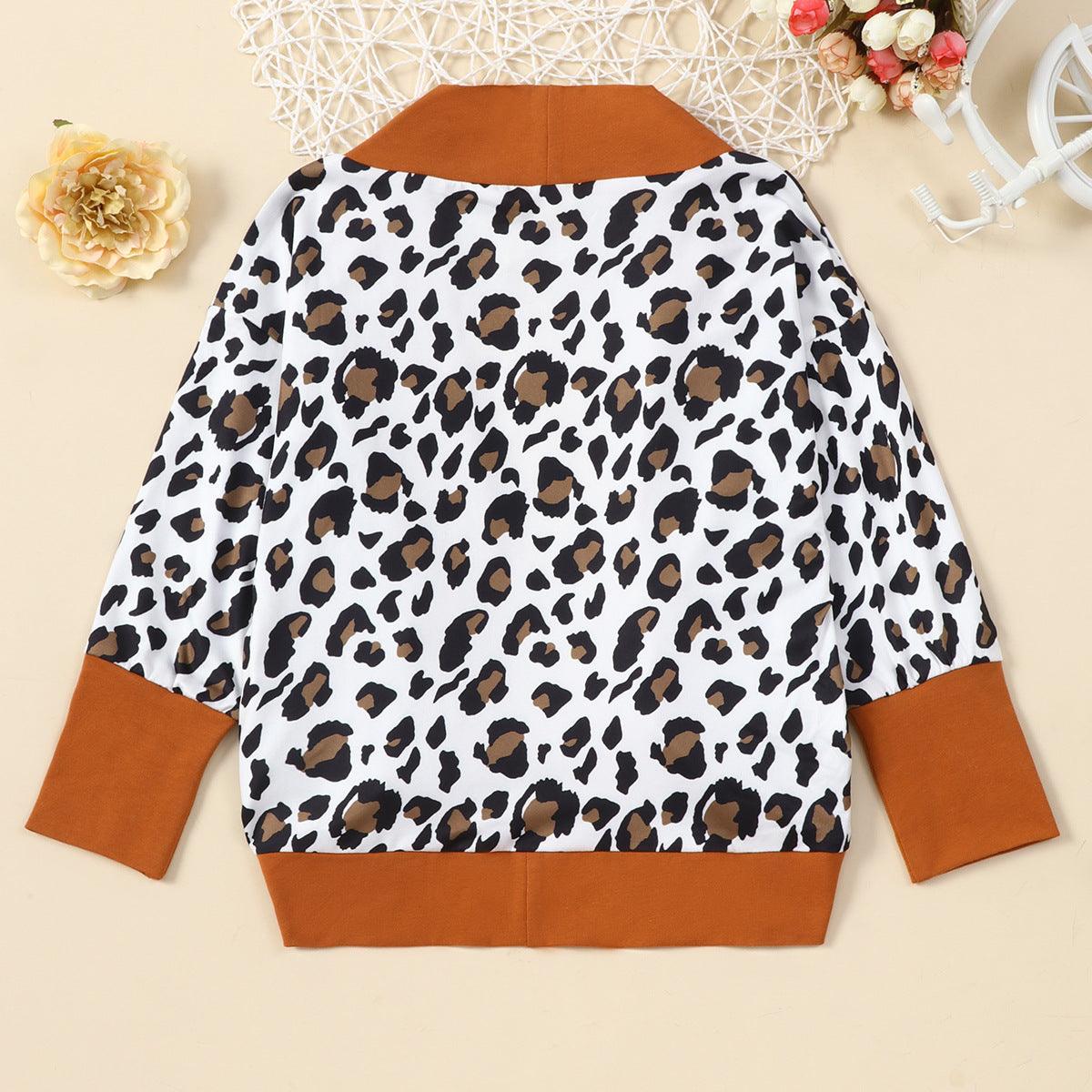 Toddler Kids Girls Long Sleeved Leopard Cardigan Coat - PrettyKid