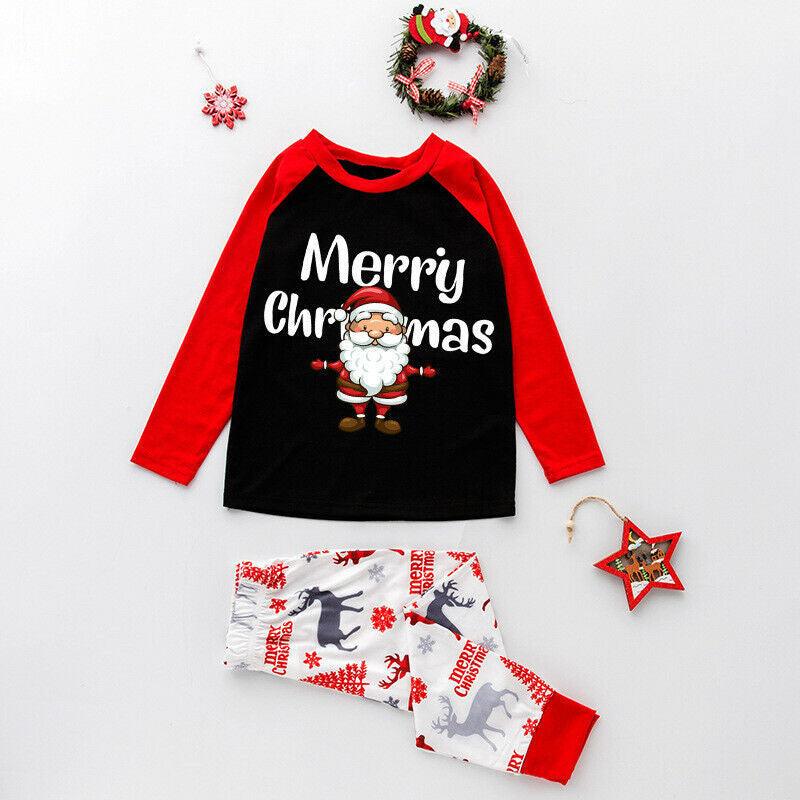 Mommy and Me Cartoon Santa Claus Long Sleeve Coat Fawn Printed Trousers Christmas Suit - PrettyKid