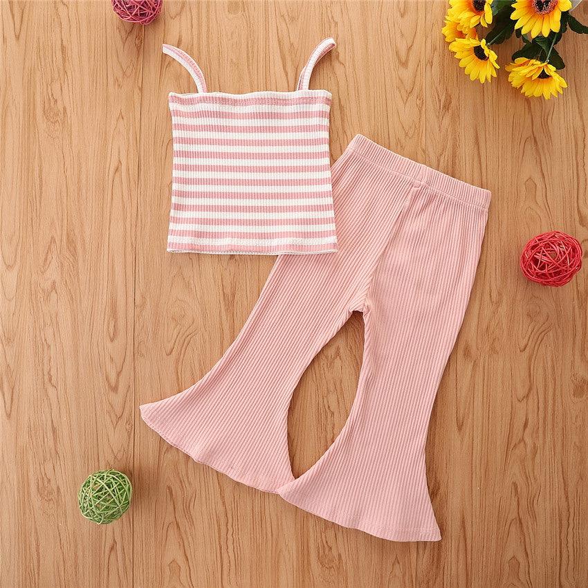 Toddler Kids Girls Sling Set Pink Flared Trouser Suit Bulk Buy Childrens Clothes - PrettyKid