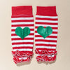 Christmas Girls Sarong Long Sleeve Bow Striped Socks Cartoon Print Letters 4PCS Set - PrettyKid