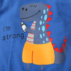 Toddler Boys Girls Solid Color Cartoon Dinosaur Print Stripe Stitched Long Sleeve Hoodie Set - PrettyKid