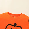 Toddler Kids Halloween Pumpkin Print Striped Long-sleeved Top Trouser Suit Children Clothing Vendors - PrettyKid