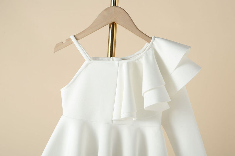 Toddler Kids Girls Summer White One-shoulder Dress - PrettyKid