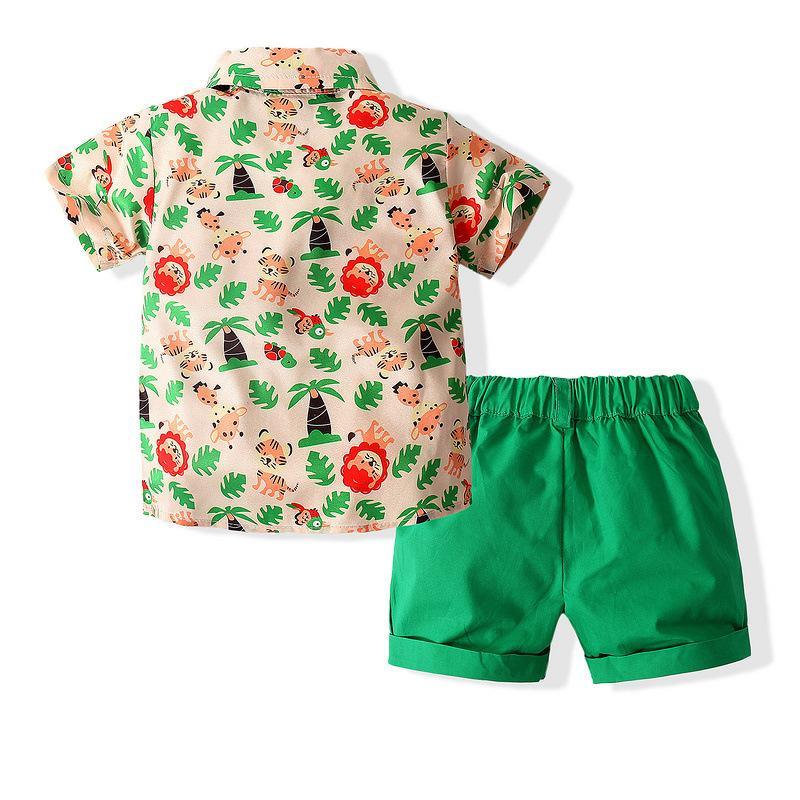 Cartoon Shirt Woven Shorts Suit - PrettyKid