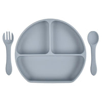 Baby Silicone Plate Fork Spoon Set - PrettyKid