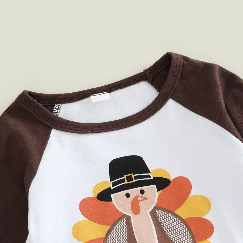 2022 Toddler Girls Thanksgiving Turkey Print Long Sleeve Top Trumpet Pants Set - PrettyKid