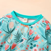 Toddler Kids Girls Floral Print Round Neck Long Sleeve Sweater Set - PrettyKid