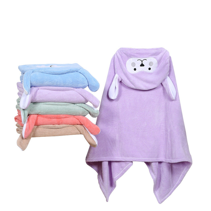 Baby Coral Fleece Cartoon Shape Hooded Cloak Bath Towel Children's Bathrobe - PrettyKid