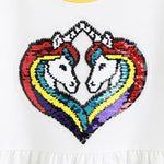 Toddler Kids Girls Solid Rainbow Unicorn Bead Long Sleeve Casual Dress - PrettyKid