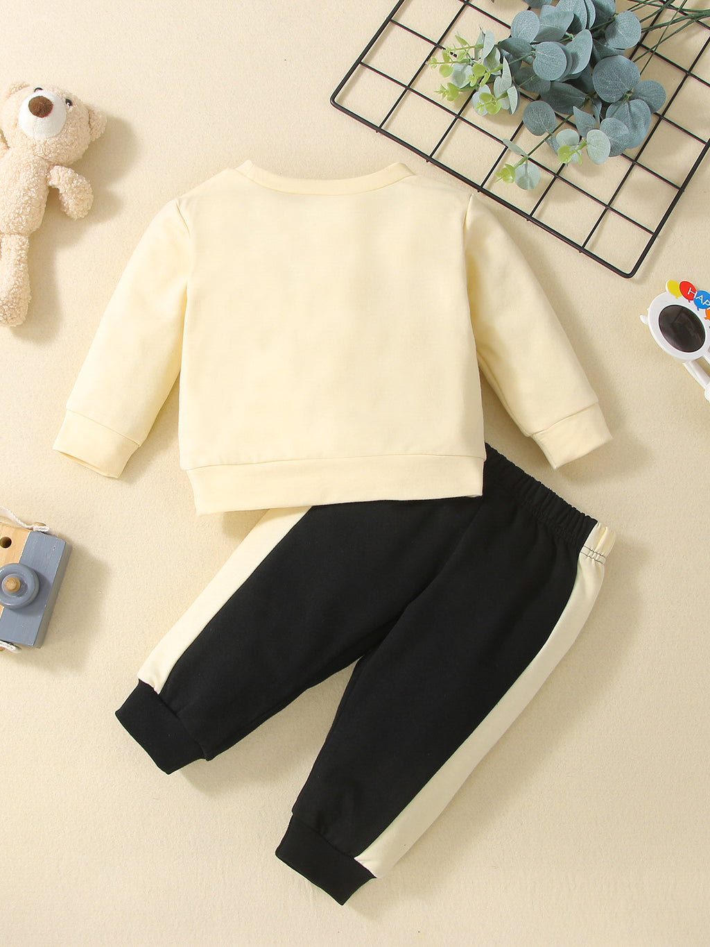 Toddler Boys Long Sleeve Cute Bear Pullover Pants Set - PrettyKid