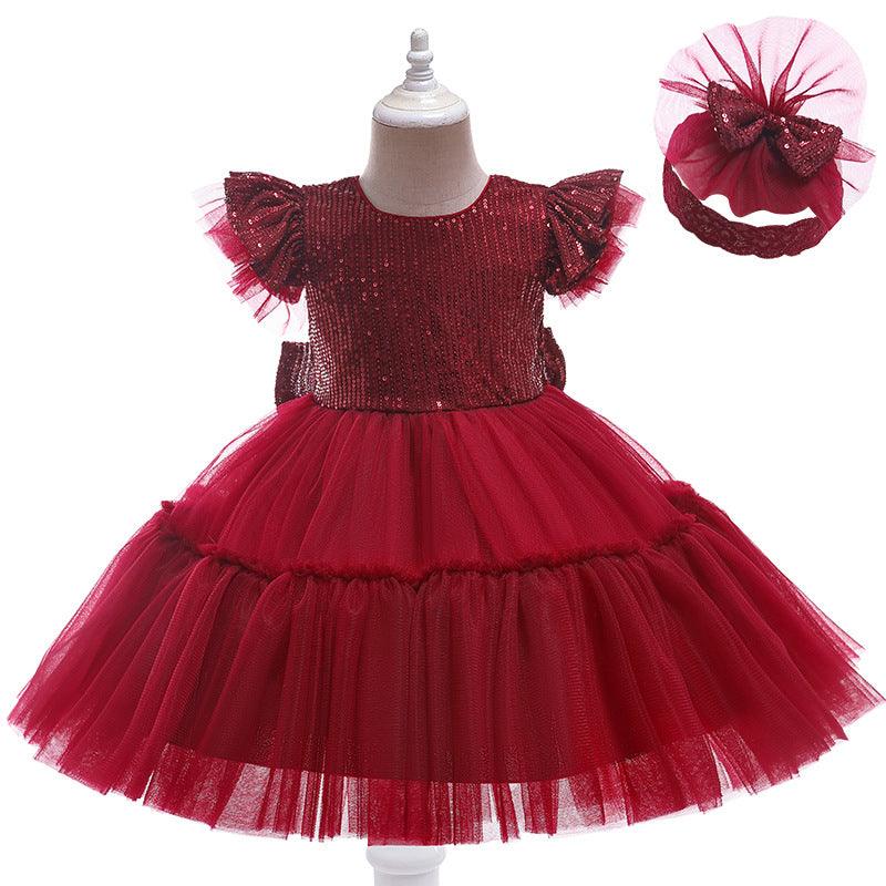 Christmas Girls Dresses Princess Dress Bow Mesh Halloween Dress Set - PrettyKid