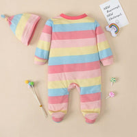 Rainbow Striped Wrap Leg Diagonal Baby Jumpsuit - PrettyKid