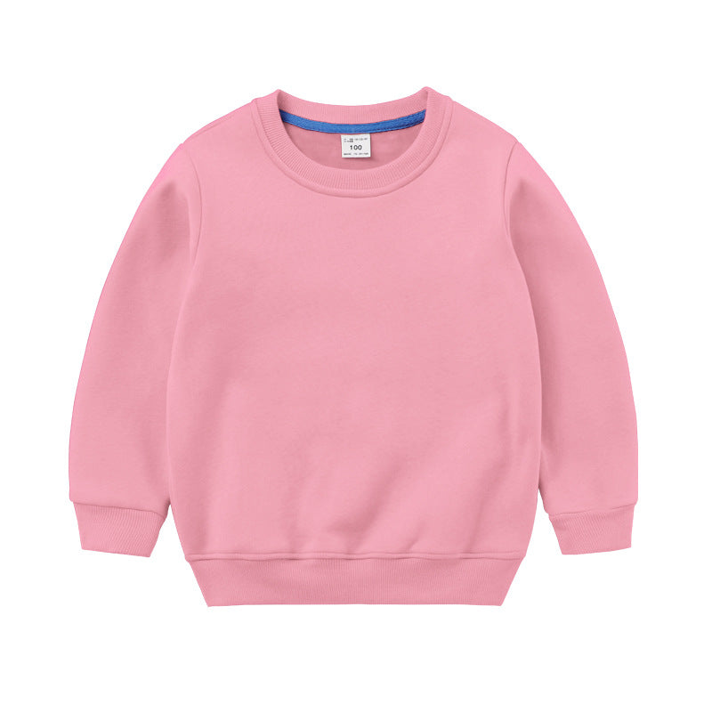 Kids Boys Girls Solid Color Cotton Plush Autumn Winter Round Neck Sweater - PrettyKid